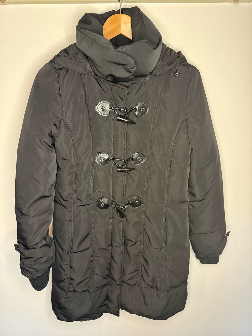 Calvin Klein Women’s XS Black Toggle-Puffer Hooded  down Coat